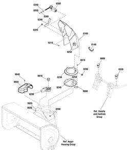 Discharge Chute Group Diagram and Parts List for 1696563-01-1529MD 2016 Briggs and Stratton Snow Blower